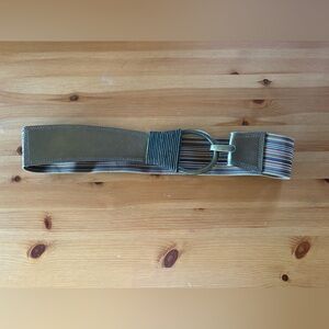 Suzi Roher Wide Stretch Cinch Metal Buckle Statement Belt Size Large